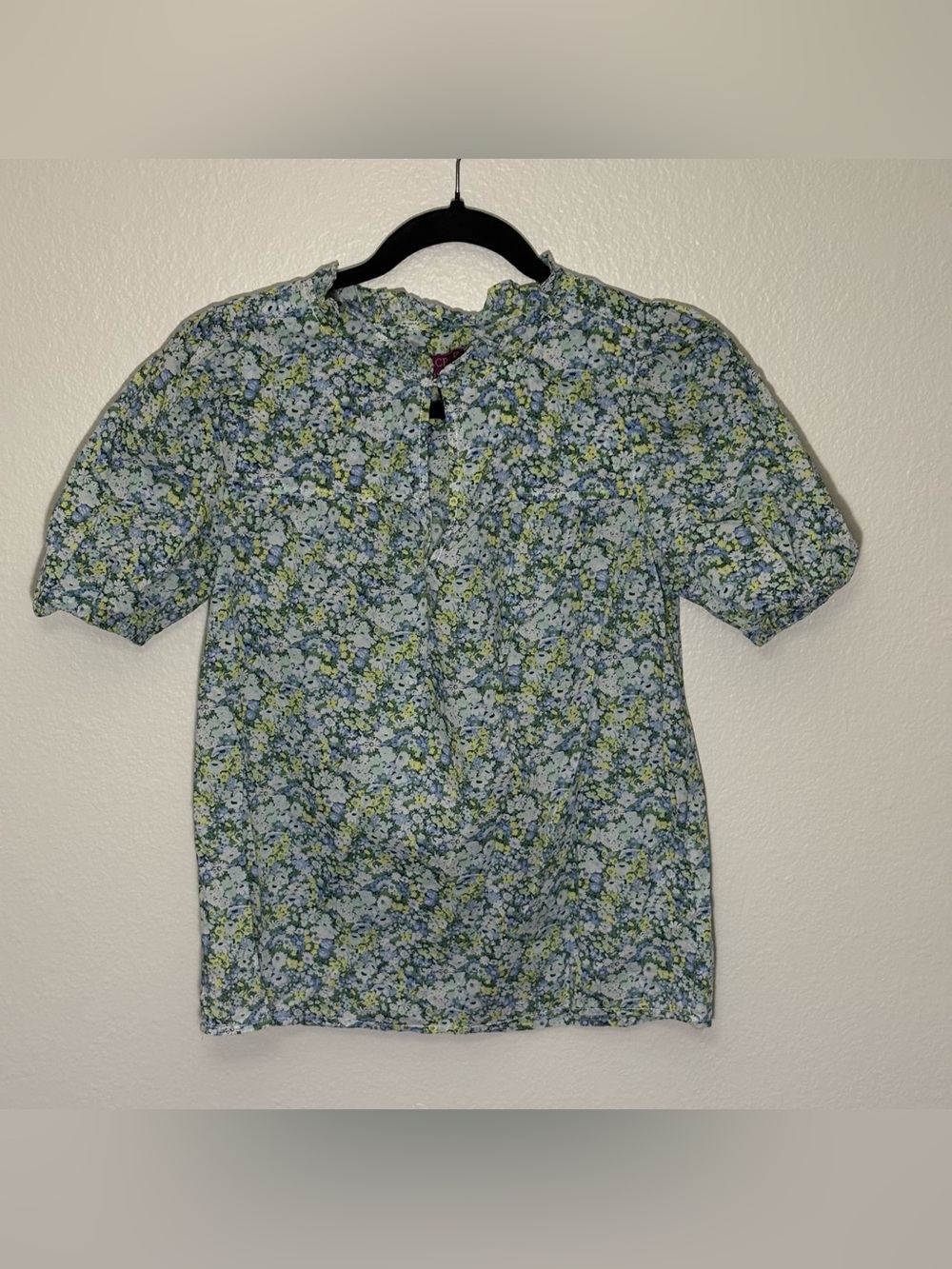 J.Crew Ruffle-trim short-sleeve top in Liberty® Thorpe Hill fabric XXS